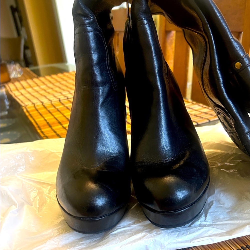 Tory Burch Black Leather up to the knee Boots